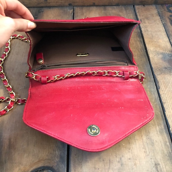 Monet Cross Body Handbag Red Faux Leather Purse - Picture 3 of 8